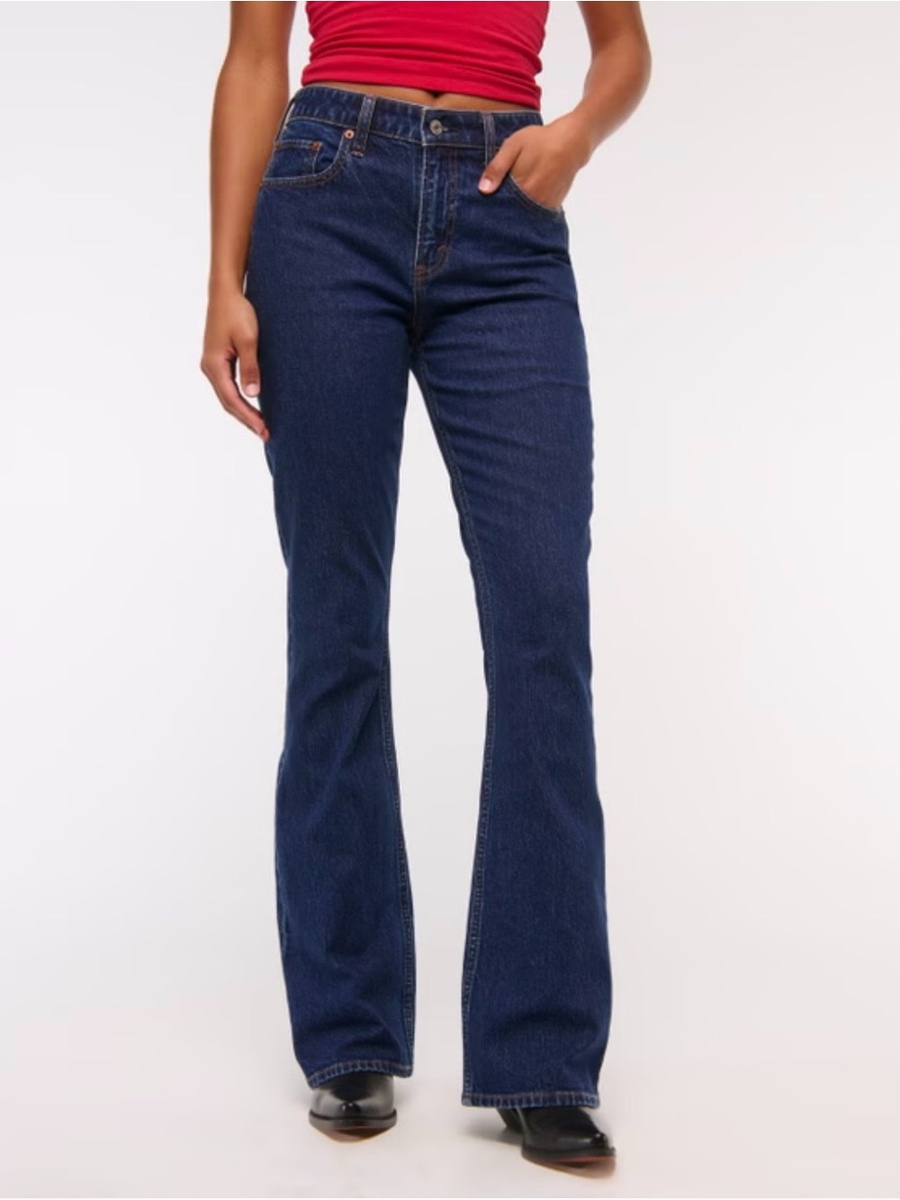 Abercrombie Women’s Dark Blue Mid-Rise Bootcut Jean